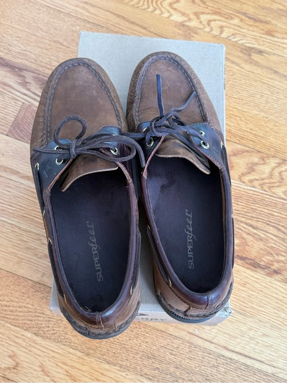 Sperry Men's Two-Tone Brown Leather Boat Shoes